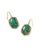 Daphne Gold Drop Earrings in Bronze Veined Green Malachite