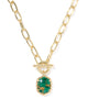Daphne Gold Link Chain & Necklace in Bronze Veined Green Malachite