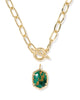 Daphne Gold Link Chain & Necklace in Bronze Veined Green Malachite