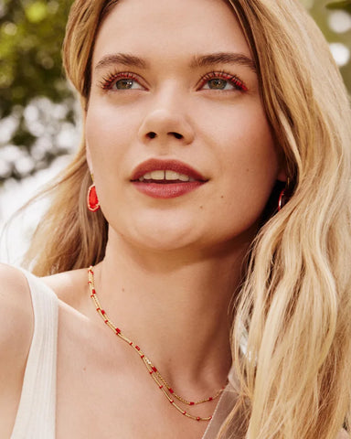 Dottie Gold Multi Strand Necklace in Red