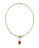 Elisa Gold Enamel Link and Chain Necklace