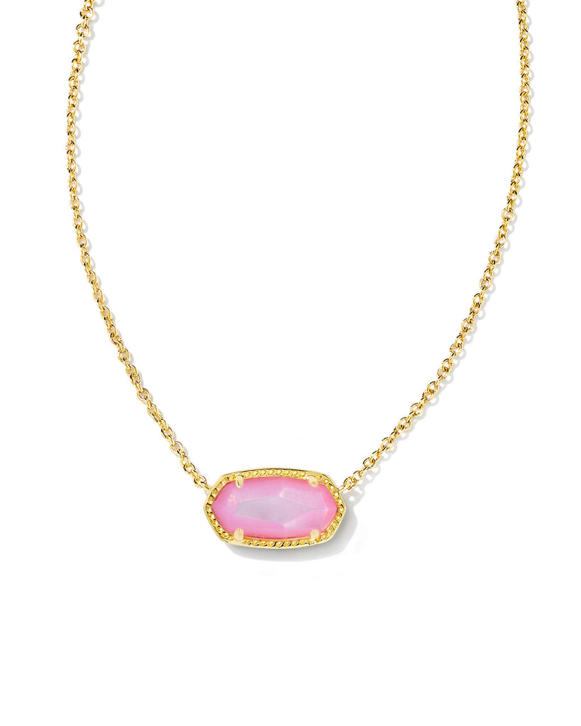 Elisa Gold Pendant Necklace in Blush Ivory Mother of Pearl