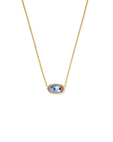 Elisa Gold Necklace in Red White and Blue Illusion