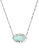 Elisa Scallop Frame Silver Short Pendant Necklace in Sea Green Chrysocolla