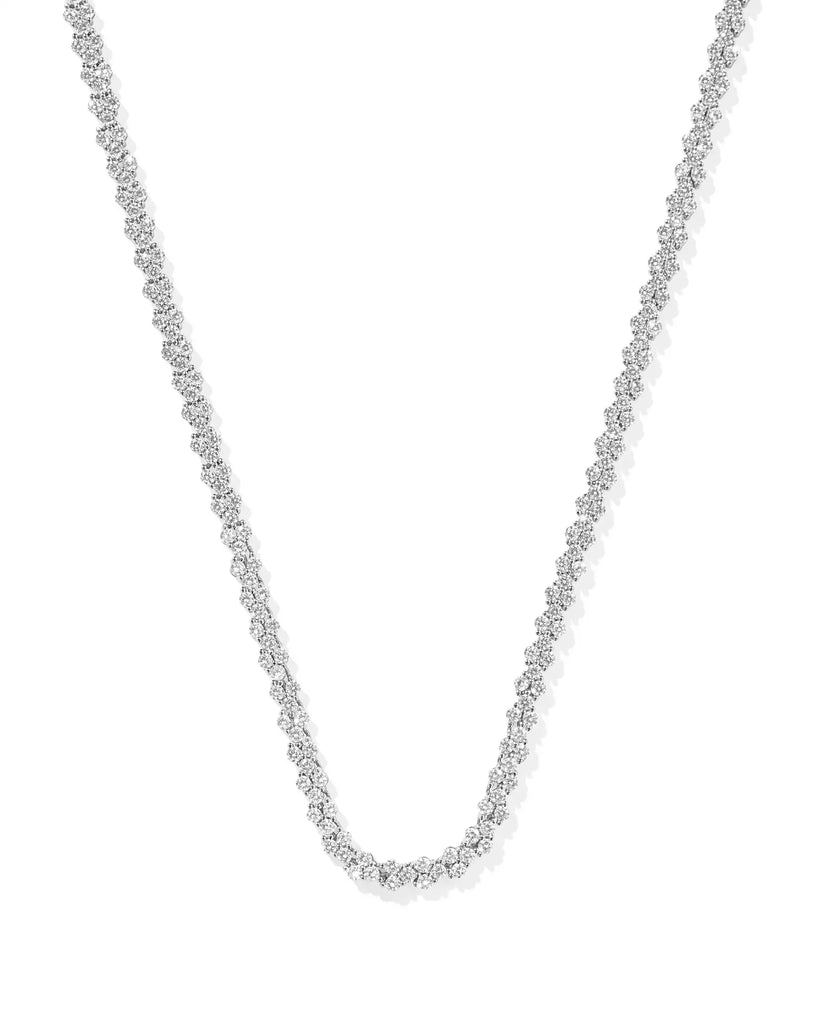 Emery Tennis Necklace in White Crystal