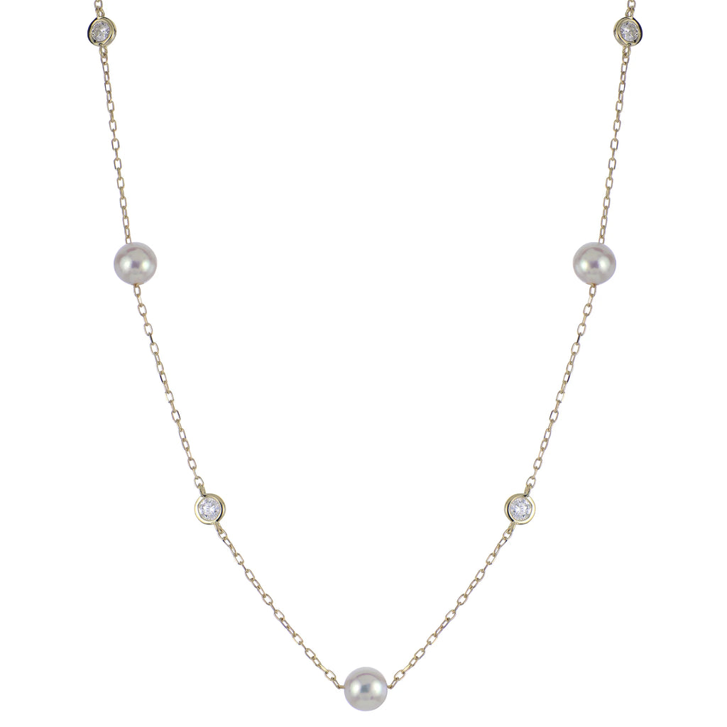Pearl & Lab Grown Diamond by the Yard Station Necklace