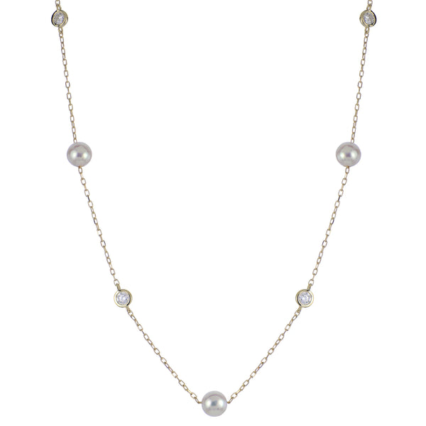 Pearl & Lab Grown Diamond by the Yard Station Necklace