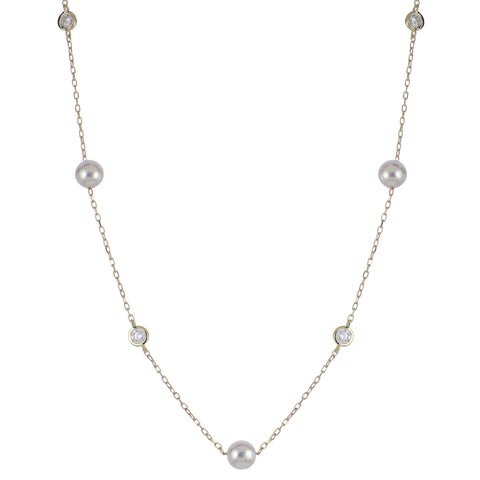 Pearl & Lab Grown Diamond by the Yard Station Necklace