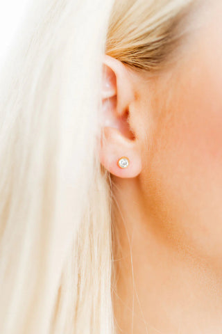 Juliet Clear 5mm Flat Back Screw Stud Earrings