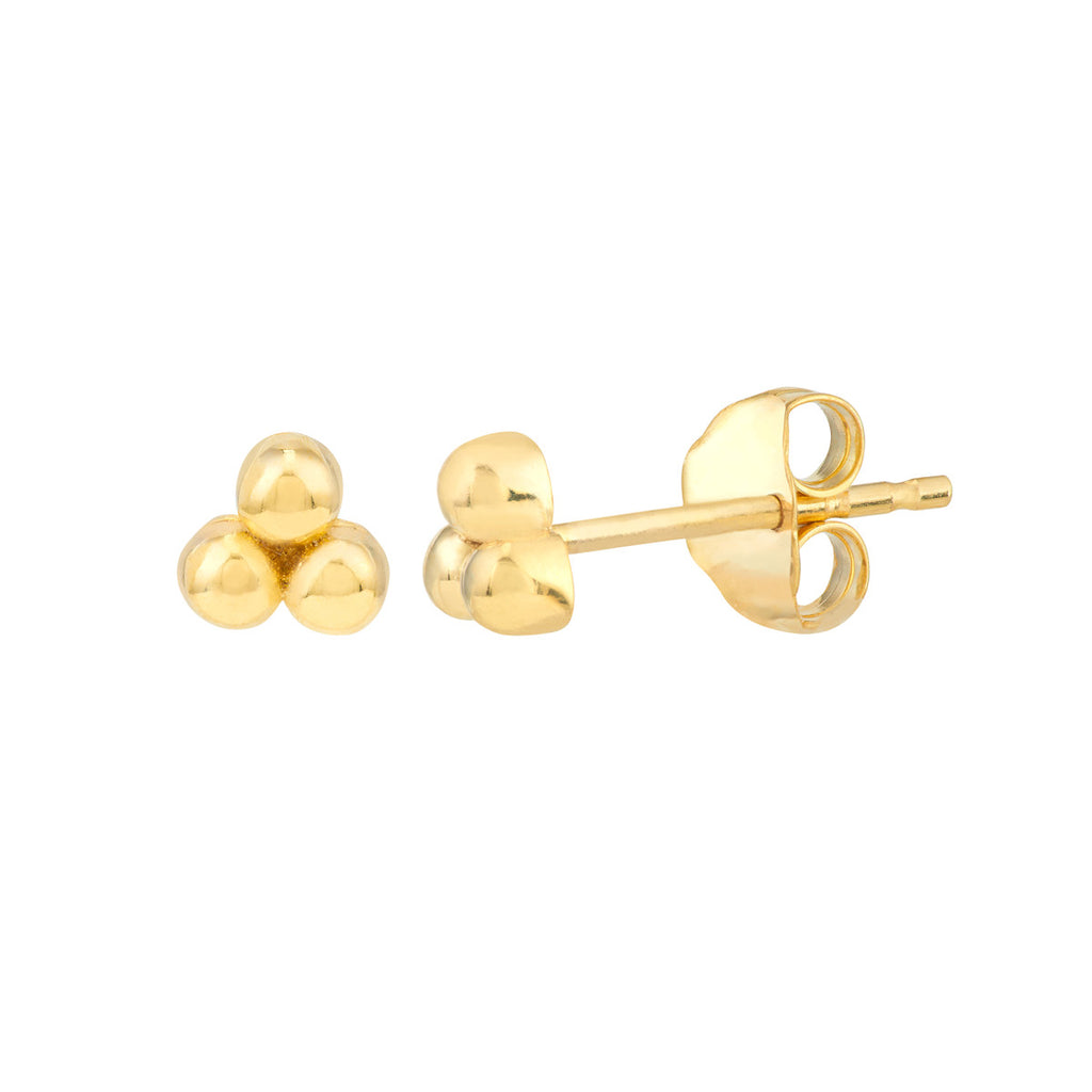Trinity Beaded Gold Stud Earrings