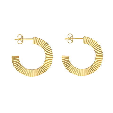 Fluted Round Post Hoop Earrings