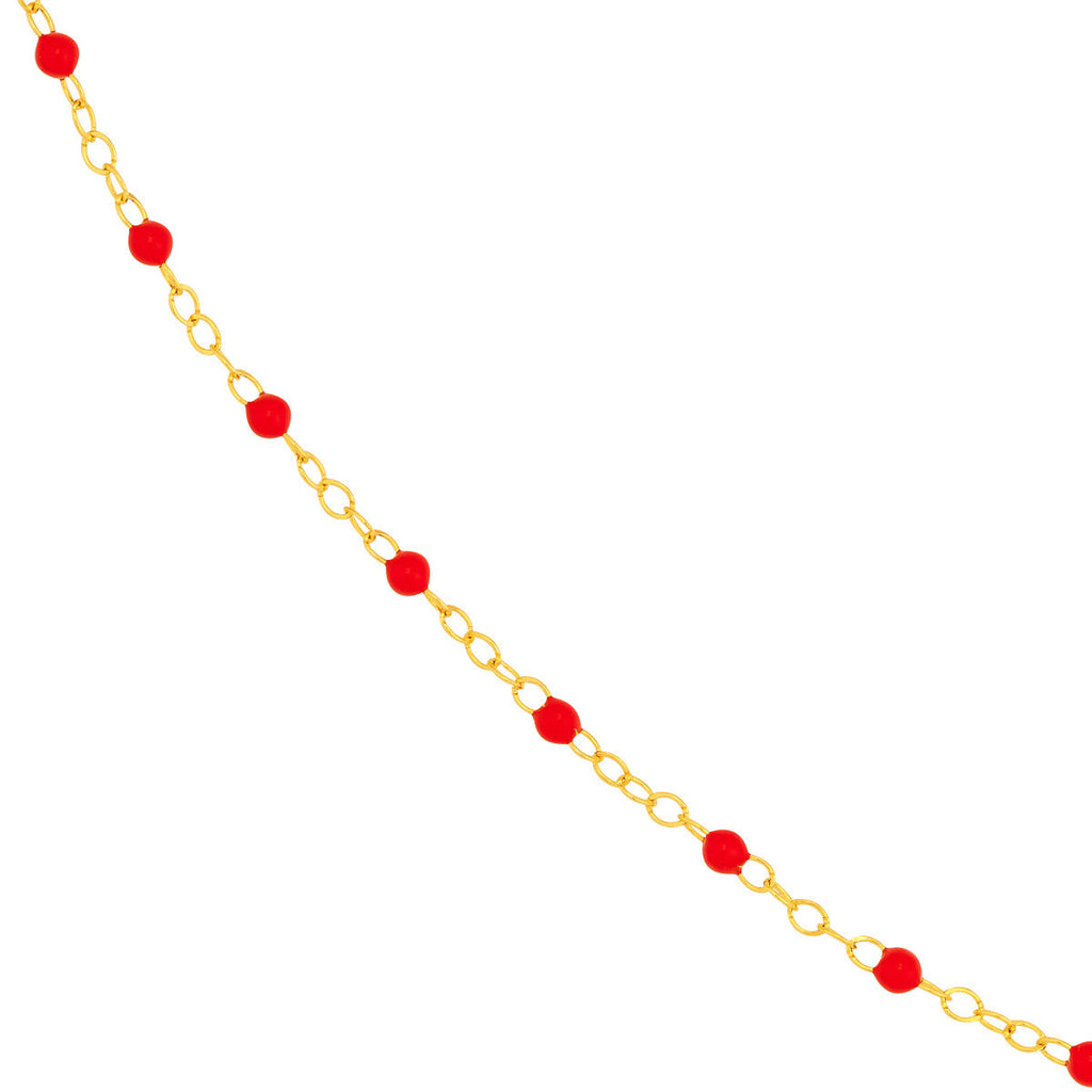 Red Enamel Bead Piatto Chain Bracelet