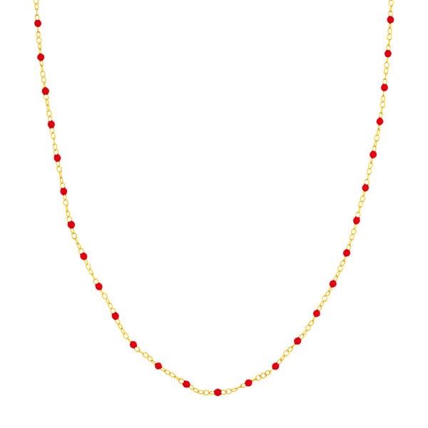 Red Enamel Bead Piatto Chain Necklace