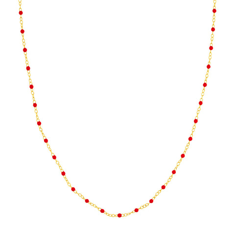 Red Enamel Bead Piatto Chain Necklace