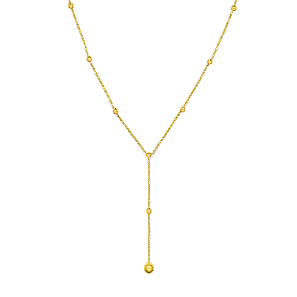 Beaded Gold Chain Lariat Necklace