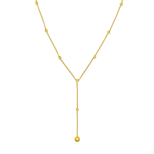 Beaded Gold Chain Lariat Necklace
