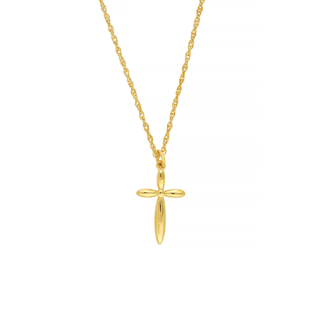 Puffy Gold Cross Pendant Necklace