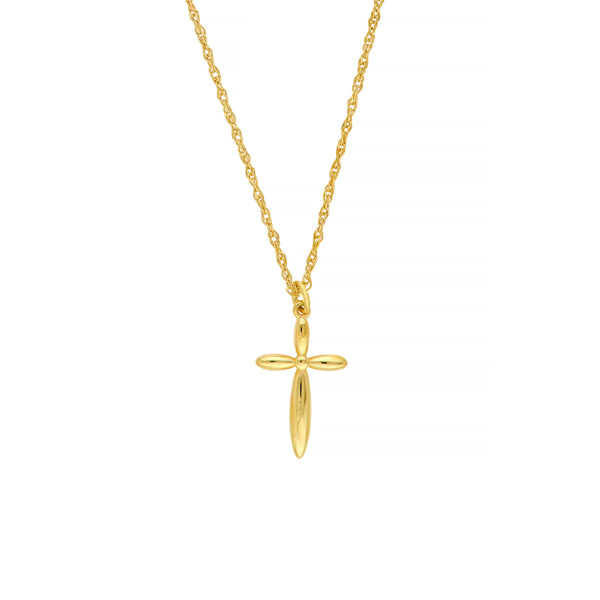 Puffy Gold Cross Pendant Necklace