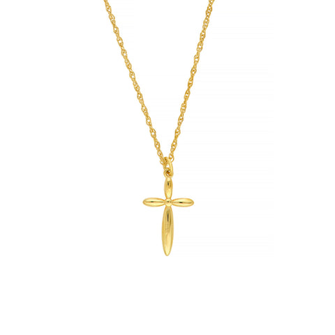 Puffy Gold Cross Pendant Necklace