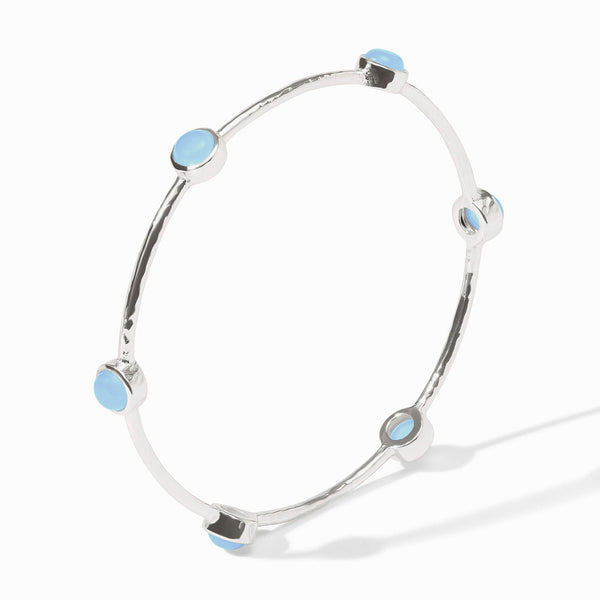 Milano Luxe Bangle - Silver - Iridescent Chalcedony Blue
