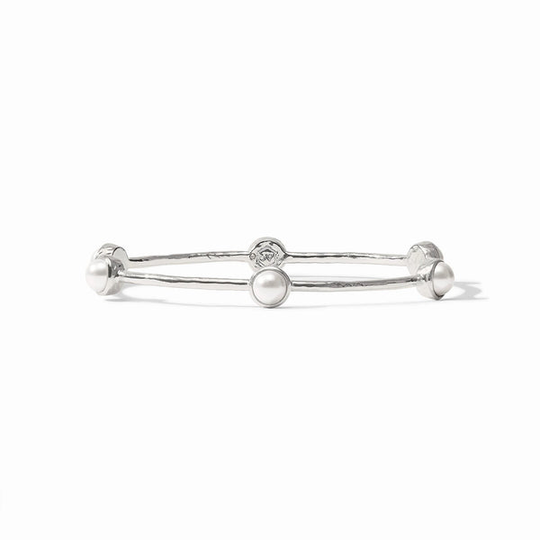 Milano Luxe Silver Bangle in Pearl