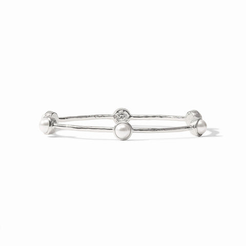 Milano Luxe Silver Bangle in Pearl