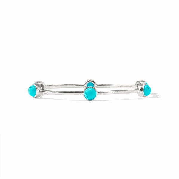 Milano Luxe Gold Bangle in Silver Turquoise Blue
