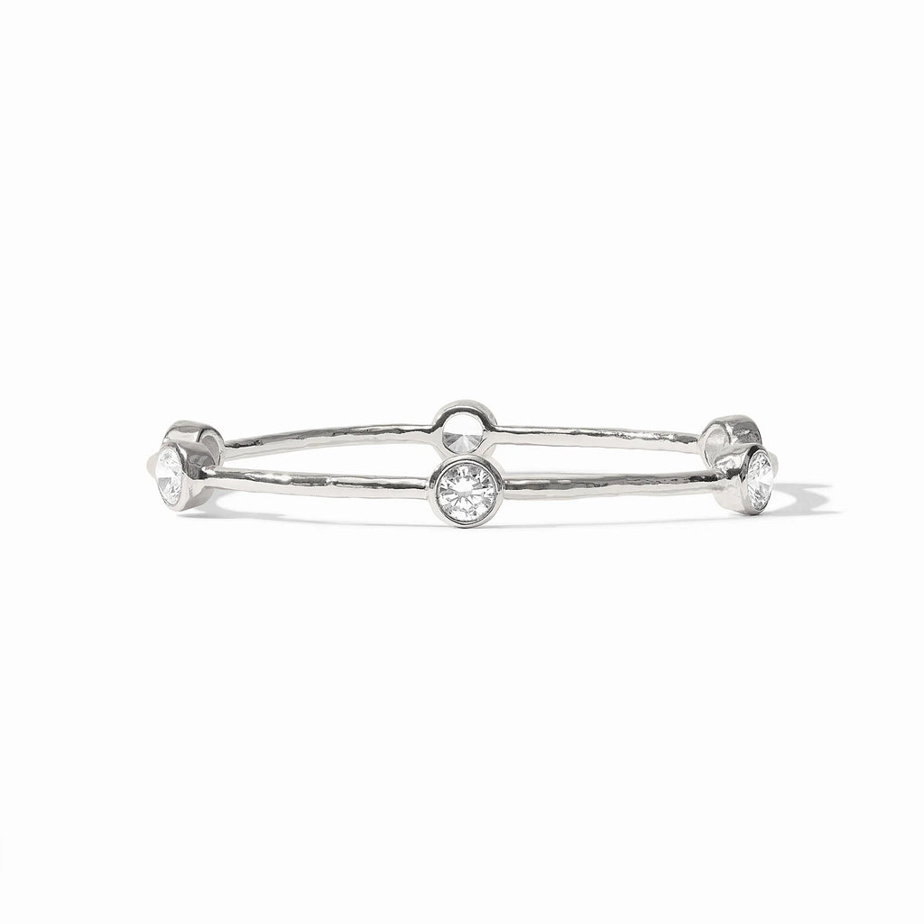 Milano Luxe Silver Bangle in Cubvic Zirconia