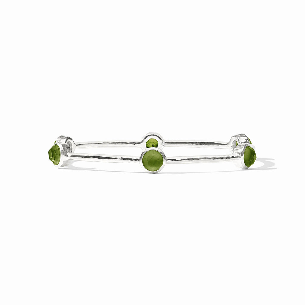 Milano Luxe Silver Bangle in Iridescent Palmetto Green