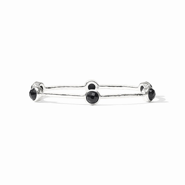 Milano Luxe Silver Bangle - Obsidian Black