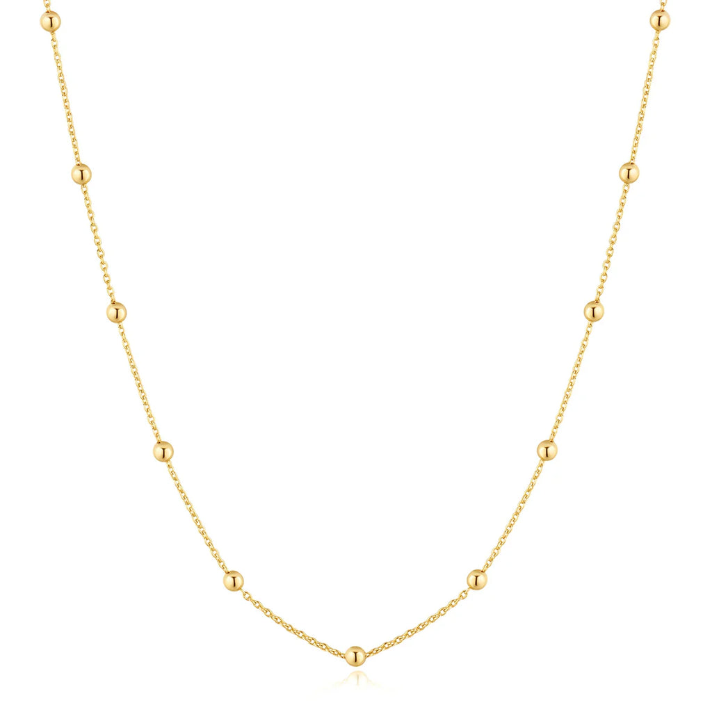 Gold Beaded Chain Necklace