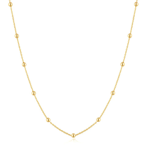 Gold Beaded Chain Necklace