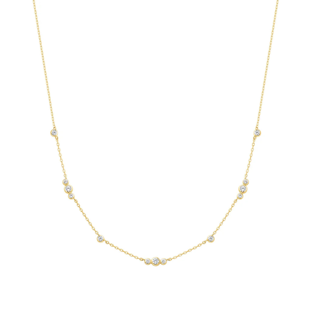 Gold Sparkling Bezel Cubic Zirconia Station Necklace