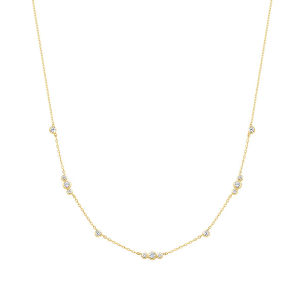 Gold Sparkling Bezel Cubic Zirconia Station Necklace