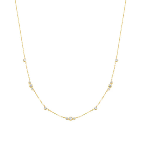 Gold Sparkling Bezel Cubic Zirconia Station Necklace