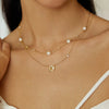 Gold Shell Pearl and Star Station Necklace