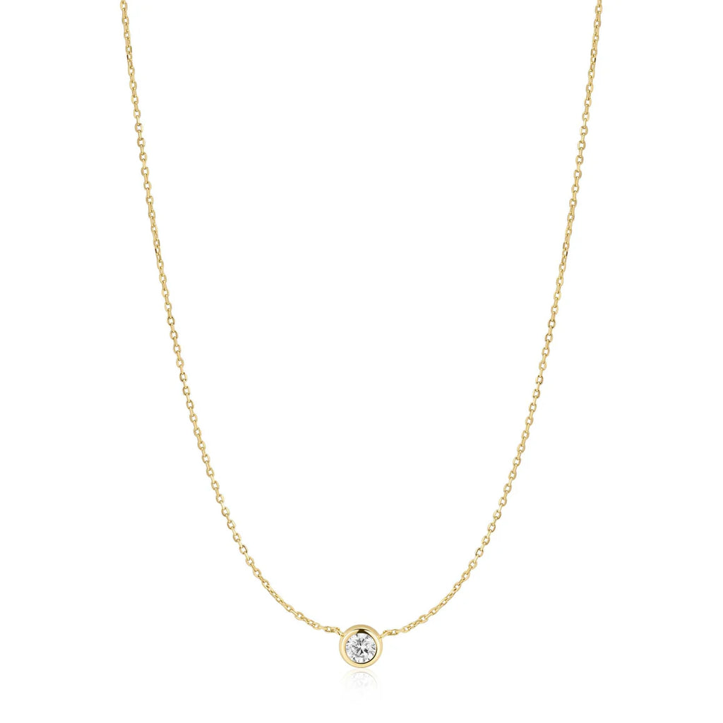 Gold Just You CZ Solitare Necklace