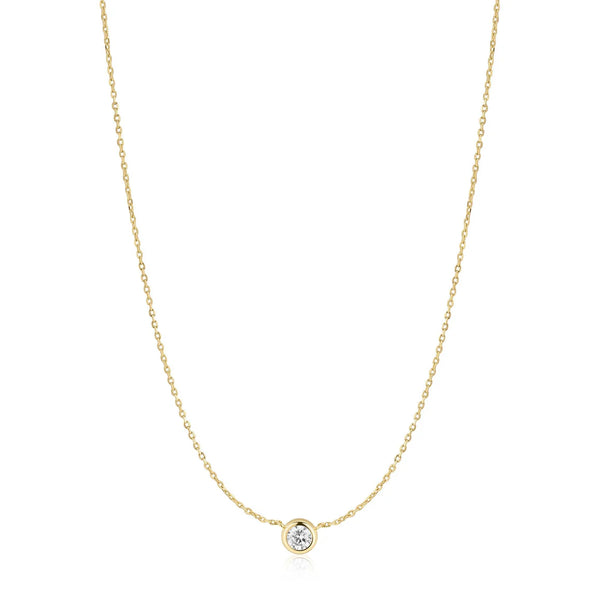 Gold Just You CZ Solitare Necklace