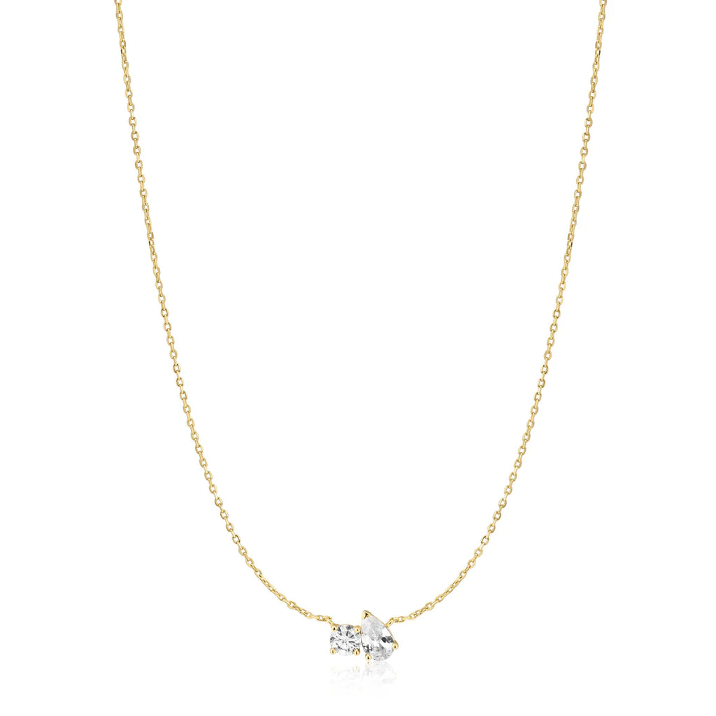 Gold CZ Toi & Moi Necklace