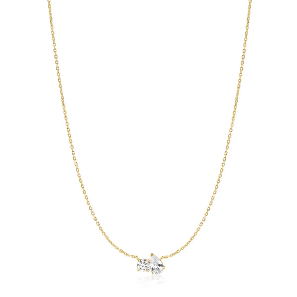 Gold CZ Toi & Moi Necklace