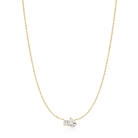 Gold CZ Toi & Moi Necklace