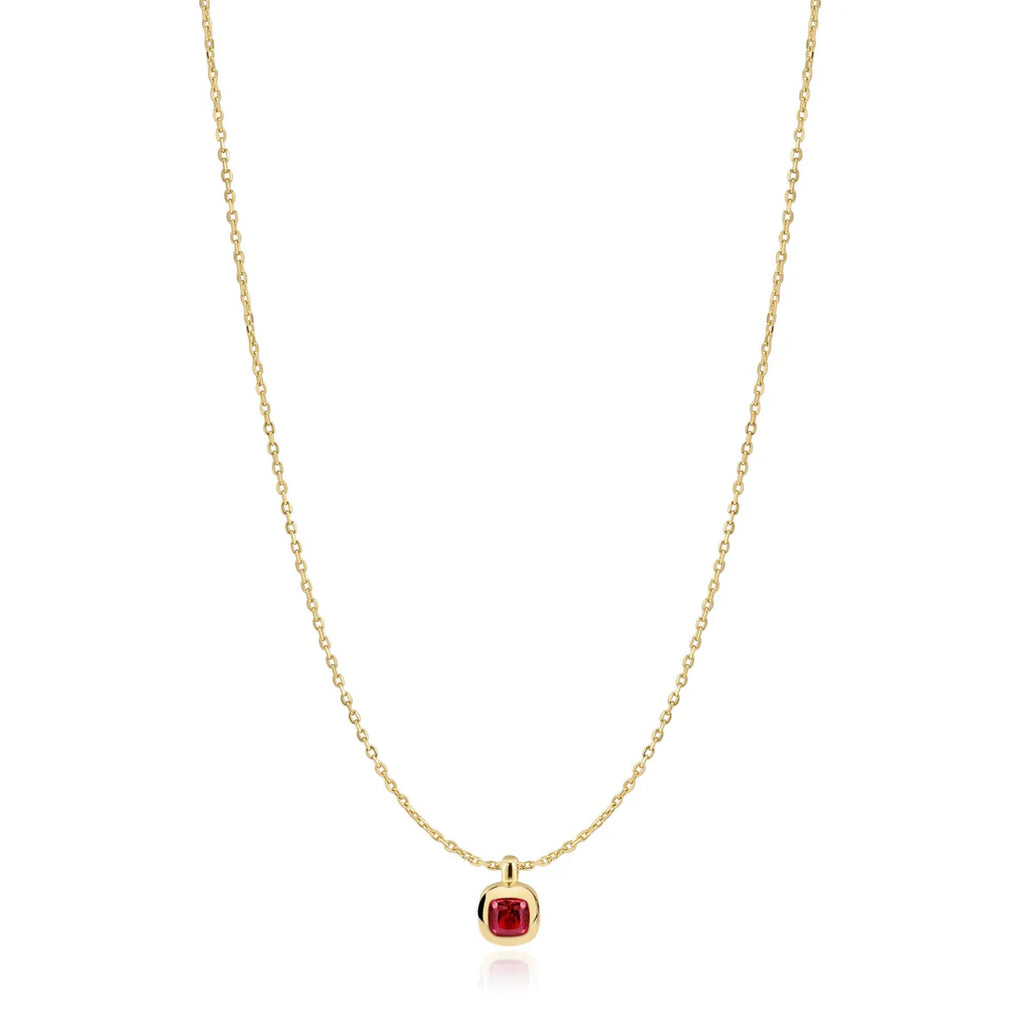 Gold Crimson Solitare Necklace