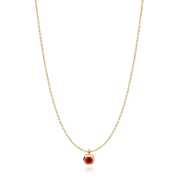 Gold Crimson Solitare Necklace