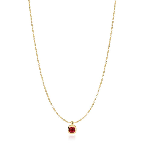 Gold Crimson Solitare Necklace