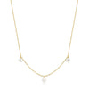 Gold Triple Shell Pearl Station Necklace