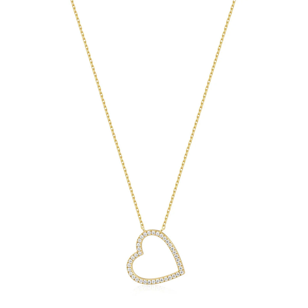Gold CZ Heart Necklace