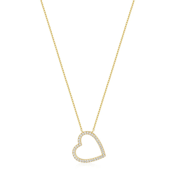 Gold CZ Heart Necklace