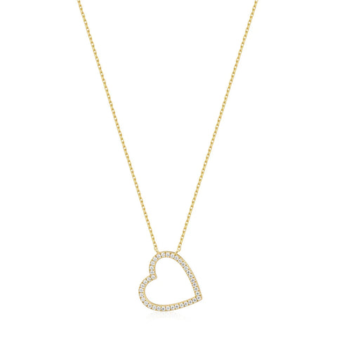 Gold CZ Heart Necklace