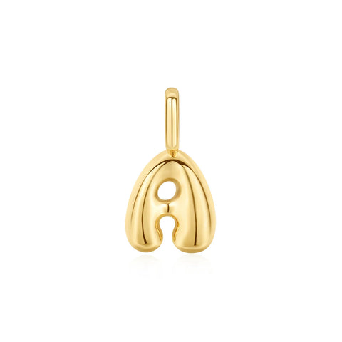 Gold Puffy Initial Charm