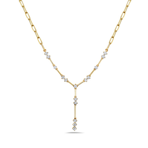 Clara Paperclip Diamond Y Necklace